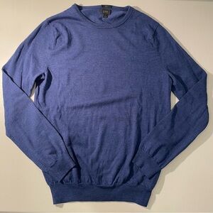 J. Crew Men’s Navy Blue 100% Merino Wool Slim Crewneck Sweater - Large